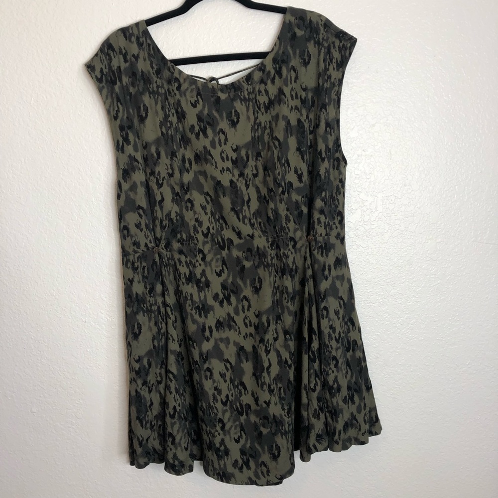 NWT Free People Cheetah Green and Black Dress